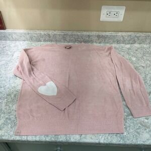 Barefoot Dreams Sweater CozyChic Ultra Lite XS Pink Heart Love Crew BDWCU22535